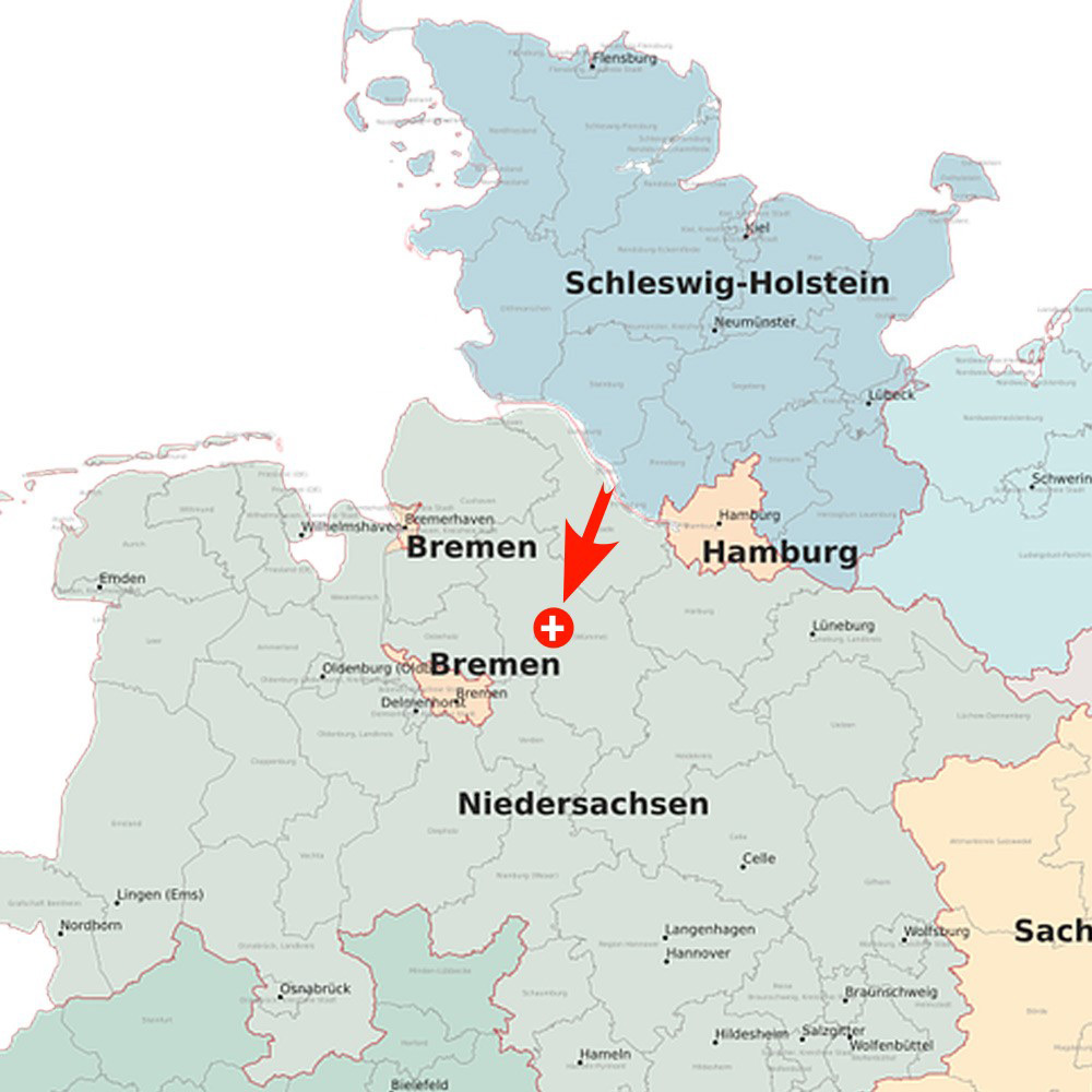 Karte von Niedesachsen, die zum Hotel Haus Biederstaedt  führt